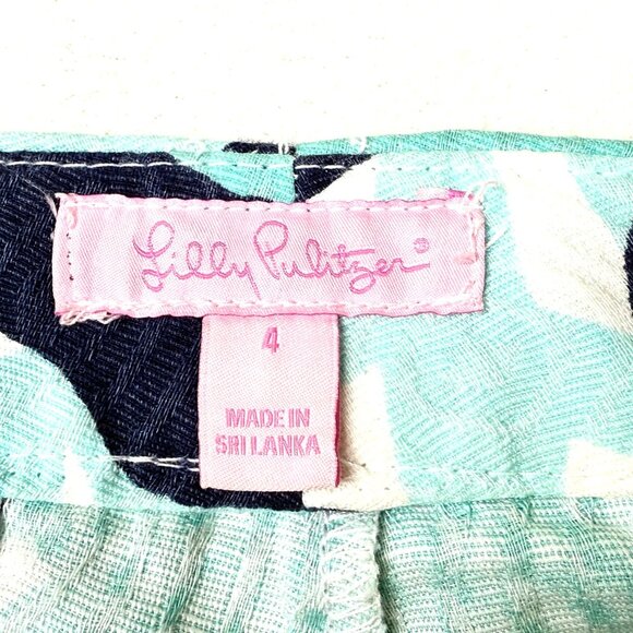 Lilly Pulitzer Big Floral Print Ankle Pants Lime Green/Turquoise 28" x 28" - Picture 9 of 9